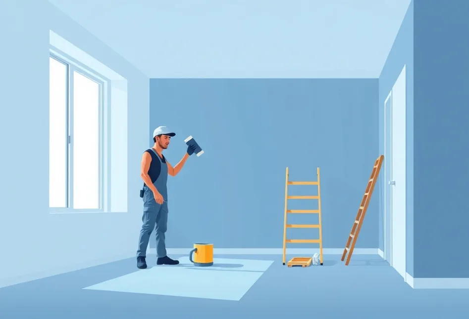 Intérieur rénové après travaux de peinture à Pia
