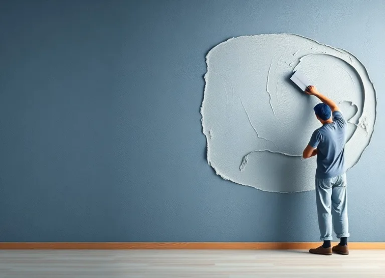 Application d'un enduit décoratif à la lisseuse sur un mur